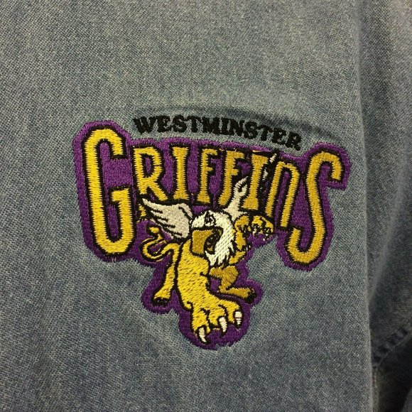 Westminster College Griffins Mens Denim Shirt 2XL Utah Embroidered Port Authorit - Picture 5 of 12